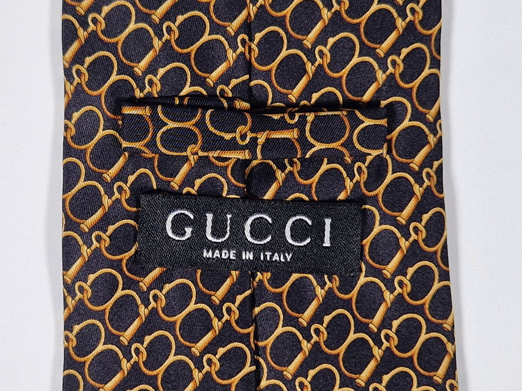Gucci silk tie black equestrian