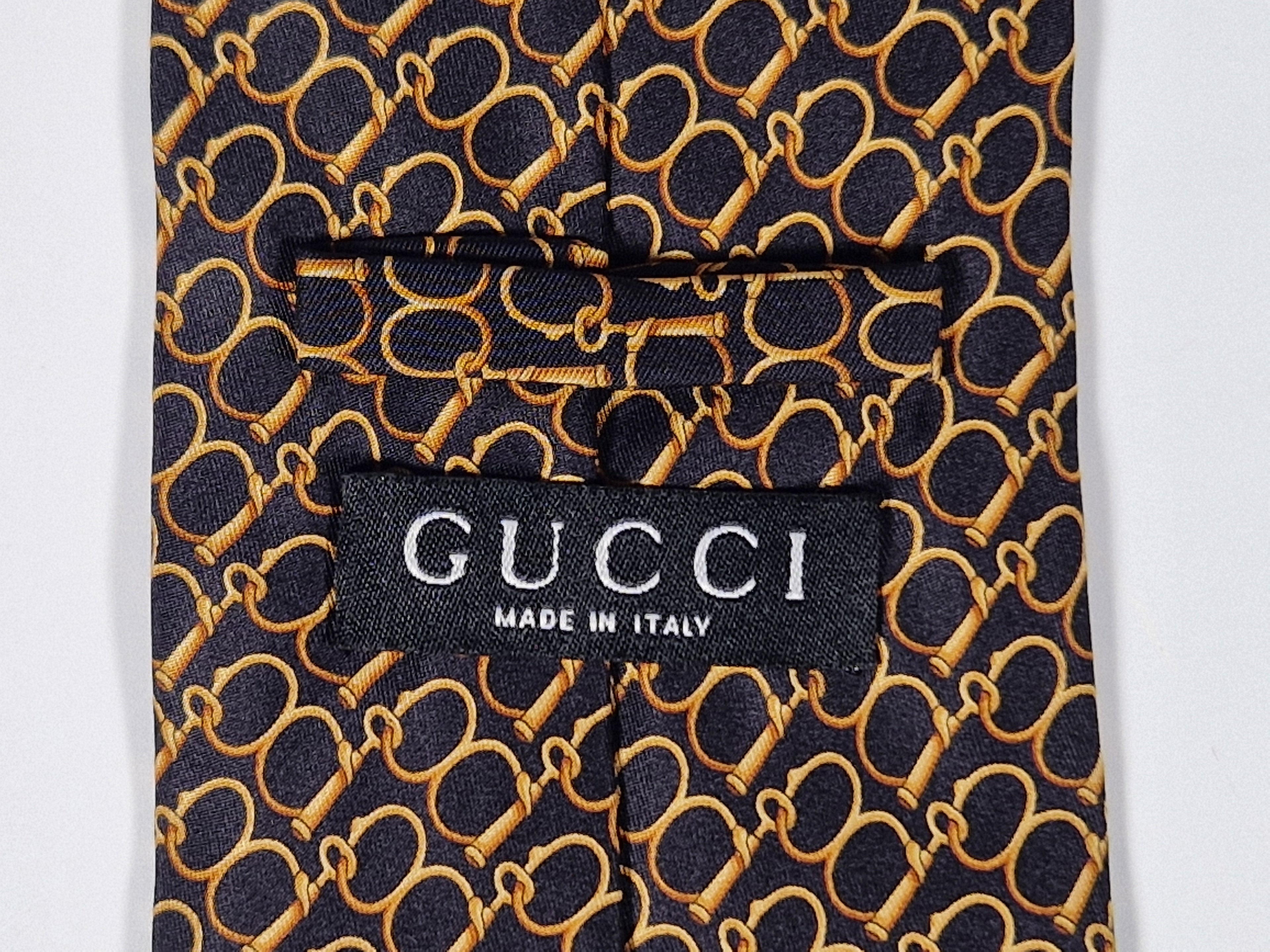 Gucci silk tie black equestrian