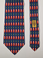 Gucci Vintage silk tie blue pink garden tool spade pattern