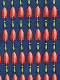 Gucci Vintage silk tie blue pink garden tool spade pattern