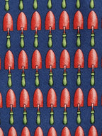Gucci Vintage silk tie blue pink garden tool spade pattern