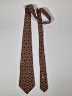Gucci Vintage silk tie brown loggo flowers