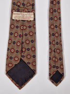 Gucci Vintage silk tie brown loggo flowers