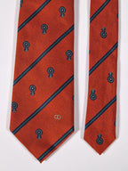 Gucci Vintage silk tie orange striped medalions