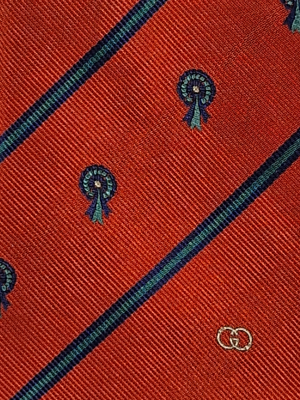 Gucci Vintage silk tie orange striped medalions