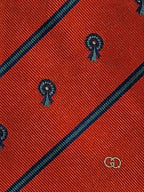 Gucci Vintage silk tie orange striped medalions