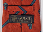 Gucci Vintage silk tie orange striped medalions