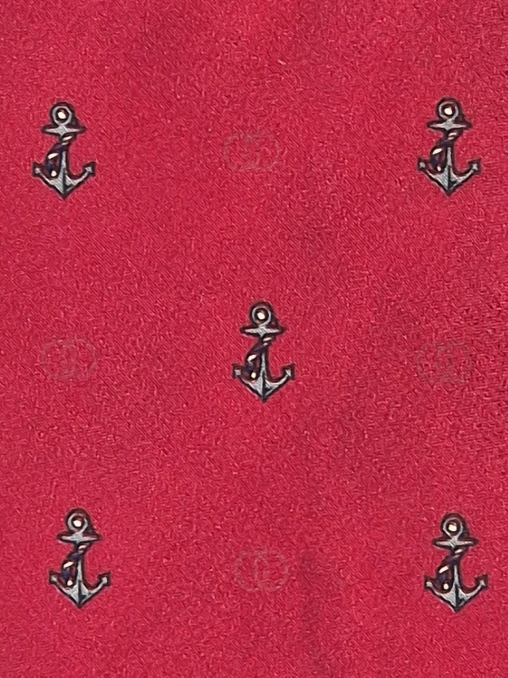 Gucci Vintage silk tie red anchor pattern