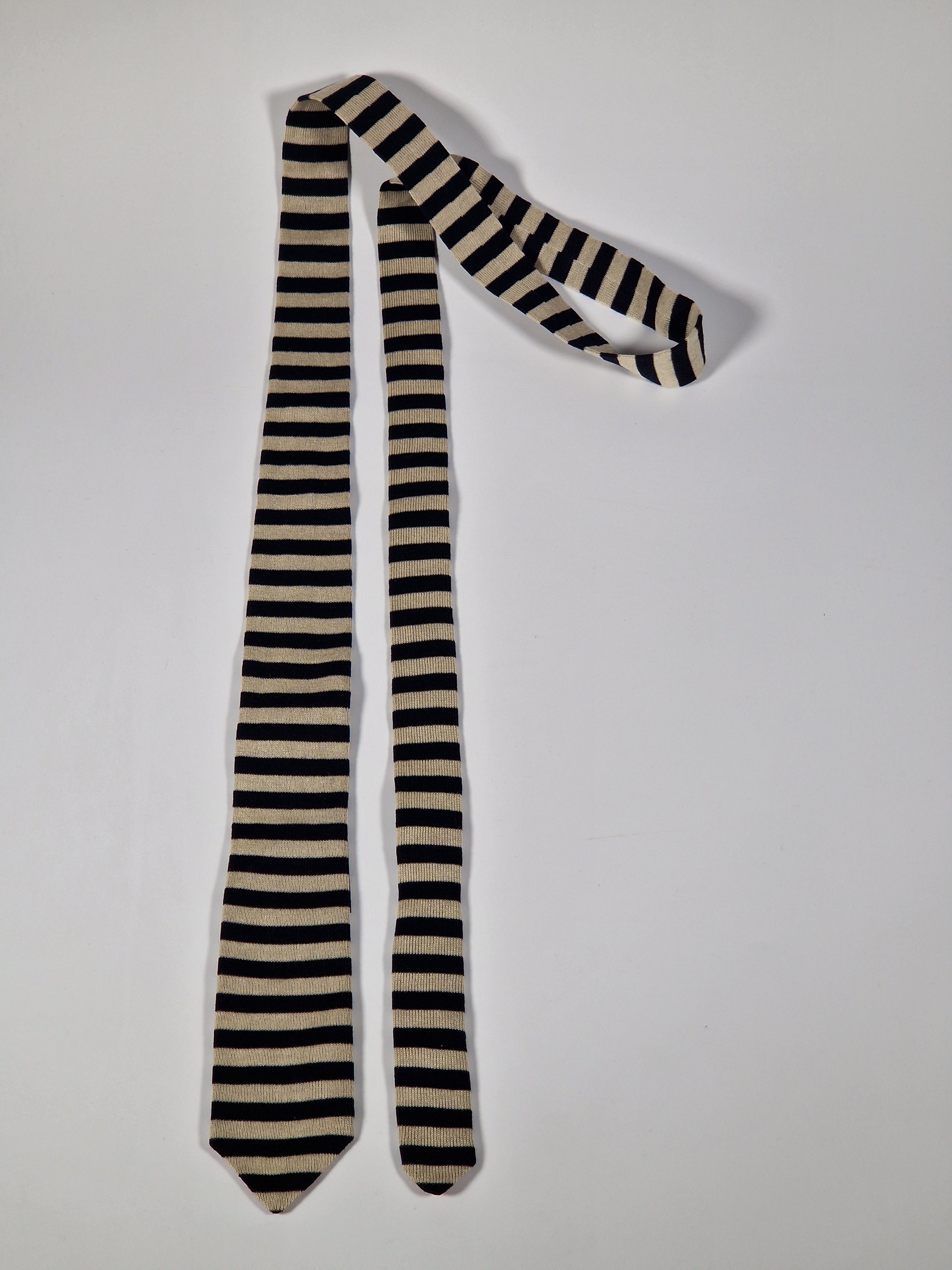 Gucci cotton tie striped black and white knitted
