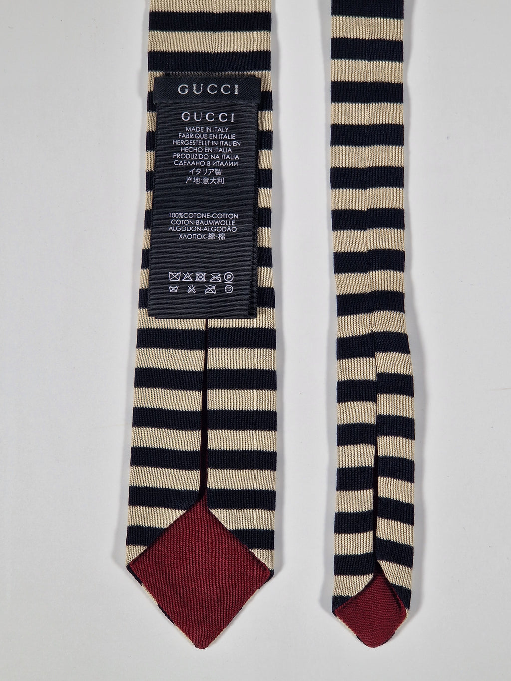 Gucci cotton tie striped black and white knitted
