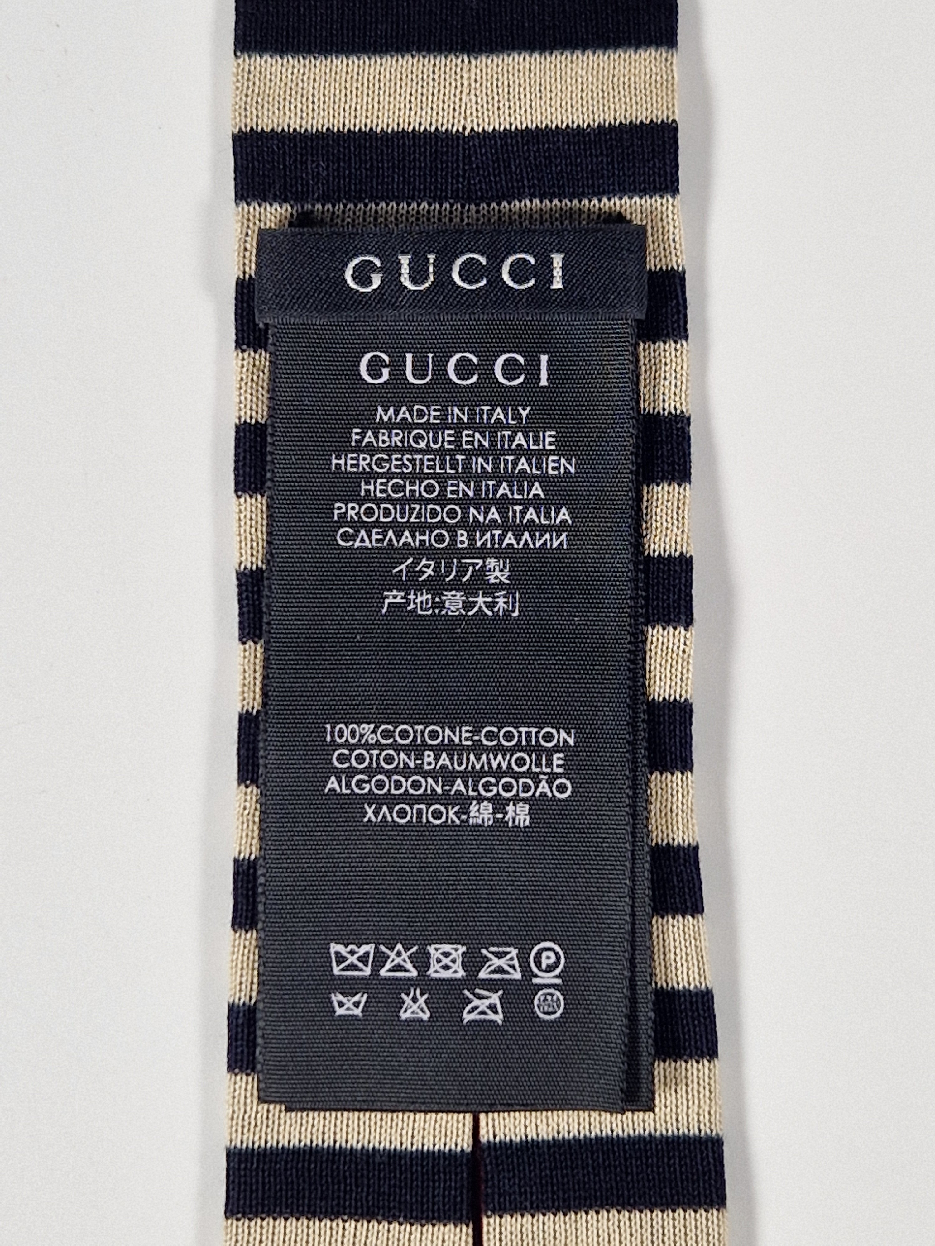 Gucci cotton tie striped black and white knitted