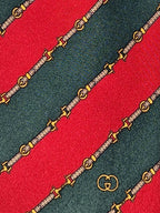 Gucci Vintage silk tie striped red green belt pattern