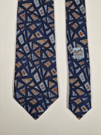 Hermés silk tie blue abstract print pattern 7657 TA with Box