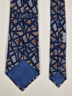 Hermés silk tie blue abstract print pattern 7657 TA with Box