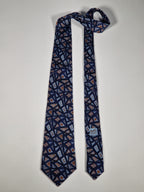 Hermés silk tie blue abstract print pattern 7657 TA with Box