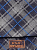 Hermès silk tie blue grey chekerd Hermès 229235 T tie blue