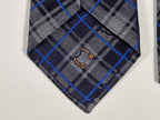 Hermès silk tie blue grey chekerd Hermès 229235 T tie blue