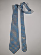 Hermès silk tie blue whimsical sheep and ball of yarn pattern 255630 EA