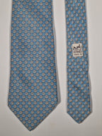 Hermès silk tie blue whimsical sheep and ball of yarn pattern 255630 EA