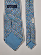 Hermès silk tie blue whimsical sheep and ball of yarn pattern 255630 EA