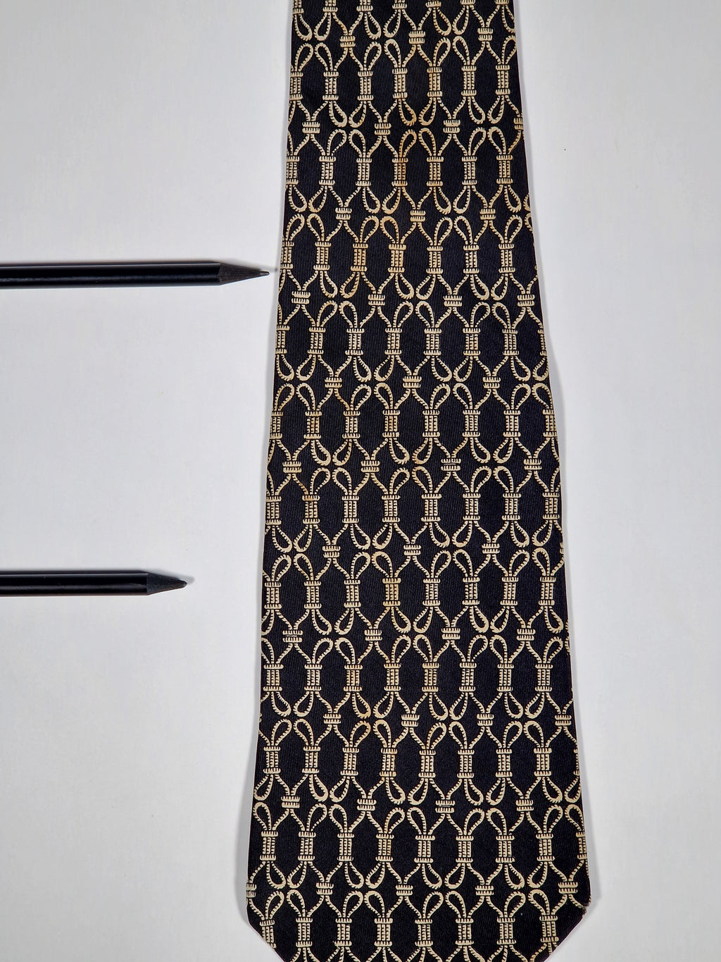 000259 Hermès silk tie black rope pattern Hermès 259 UA tie black