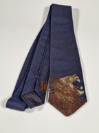 Hermès jaquard silk tie lion blue Hermès 333957 T "ROAAAAAR!"