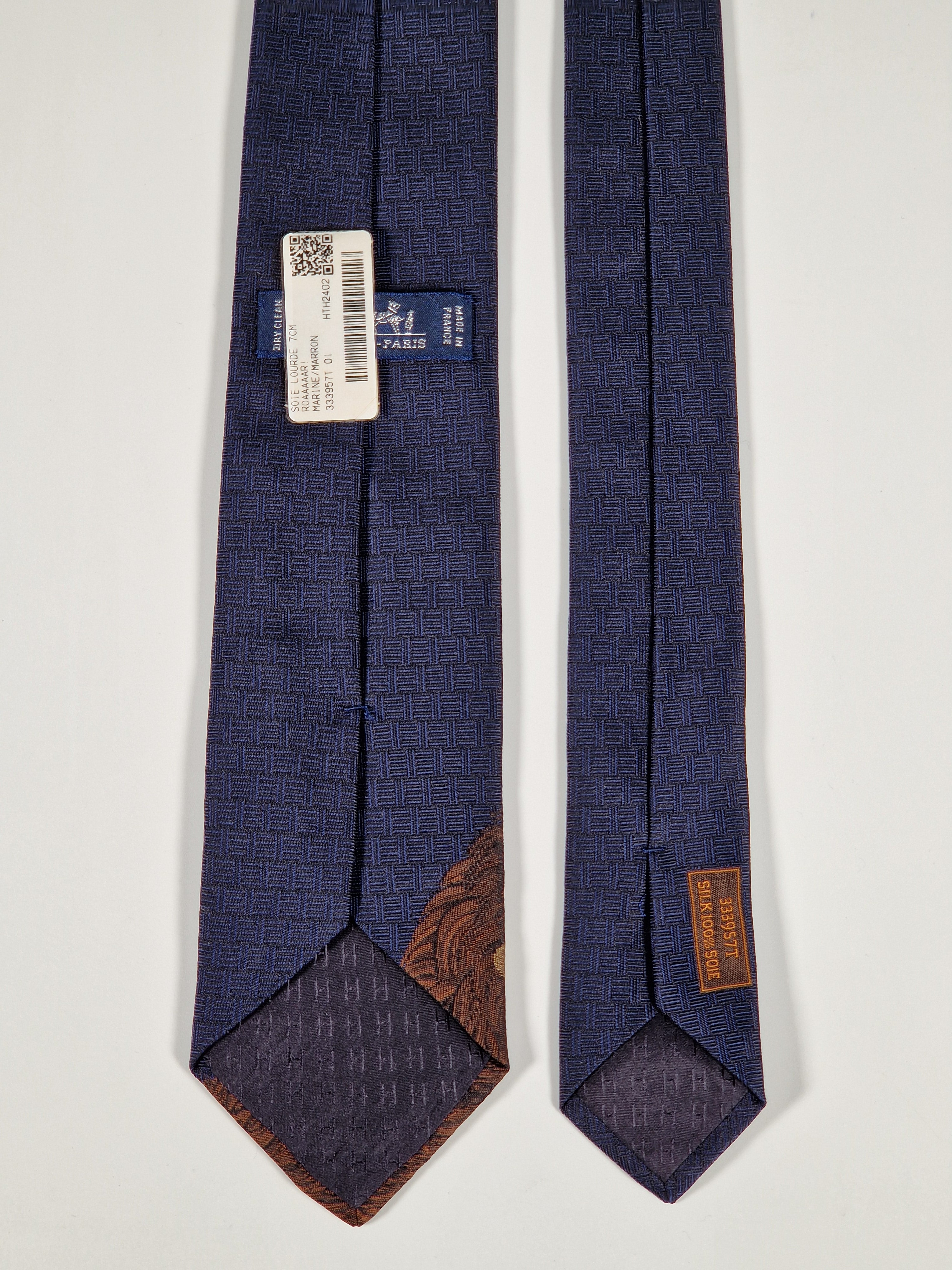 Hermès jaquard silk tie lion blue Hermès 333957 T "ROAAAAAR!"