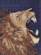 Hermès jaquard silk tie lion blue Hermès 333957 T "ROAAAAAR!"