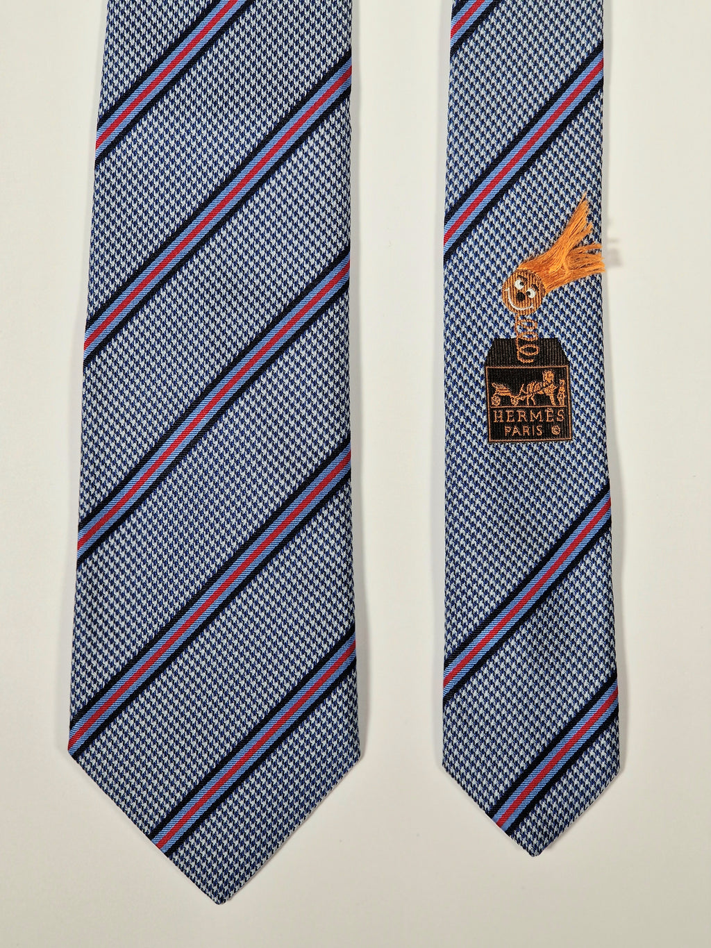 339221  Hermès jaquard tie blue "Jack in the box" 339221 T