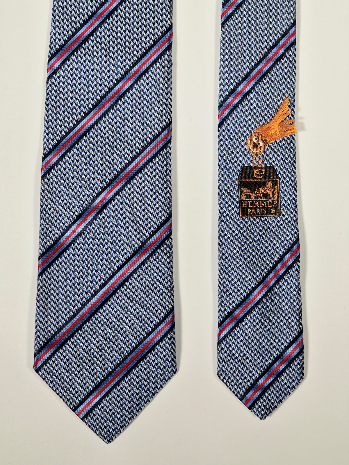 339221  Hermès jaquard tie blue "Jack in the box" 339221 T