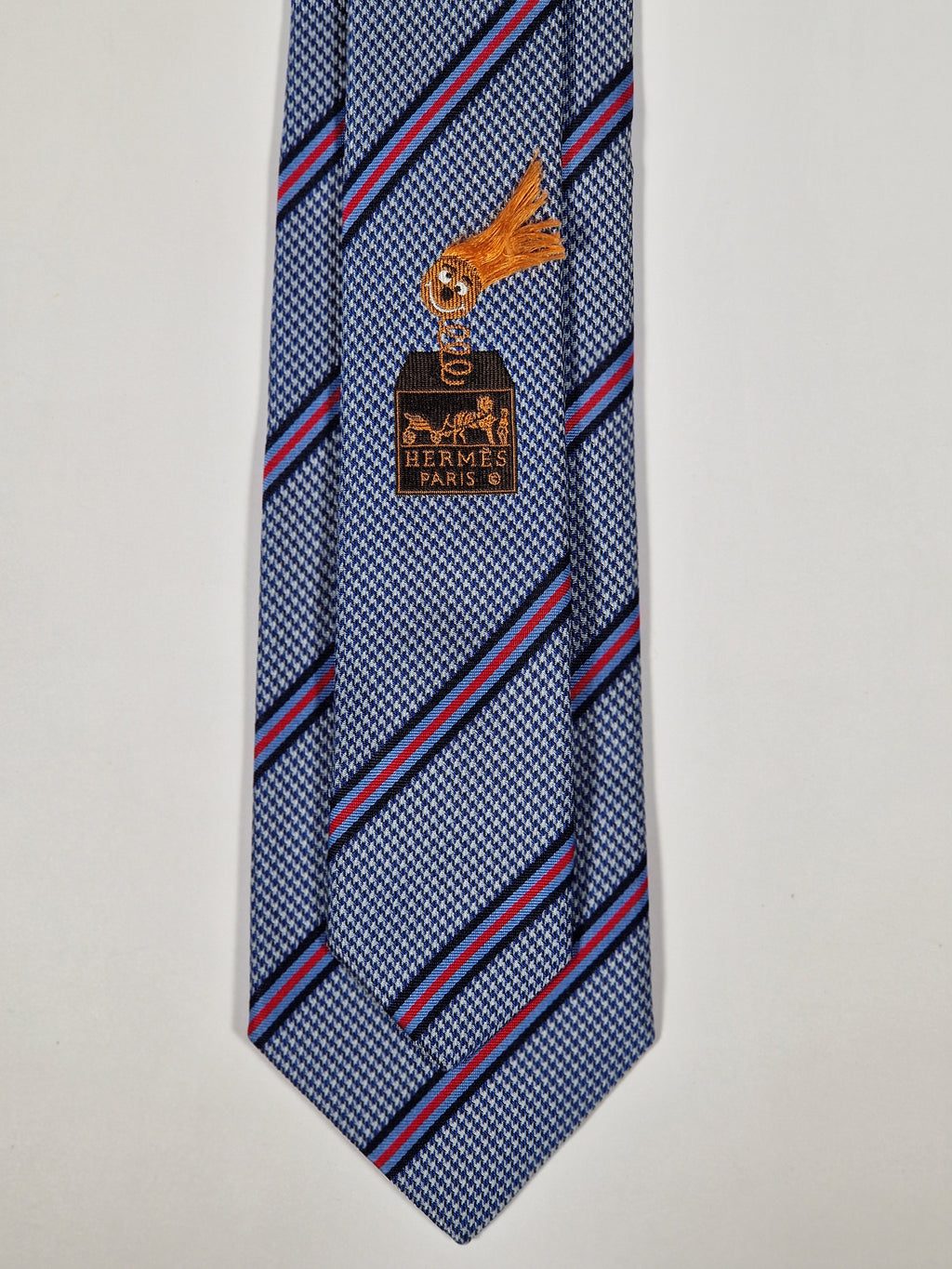 339221  Hermès jaquard tie blue "Jack in the box" 339221 T