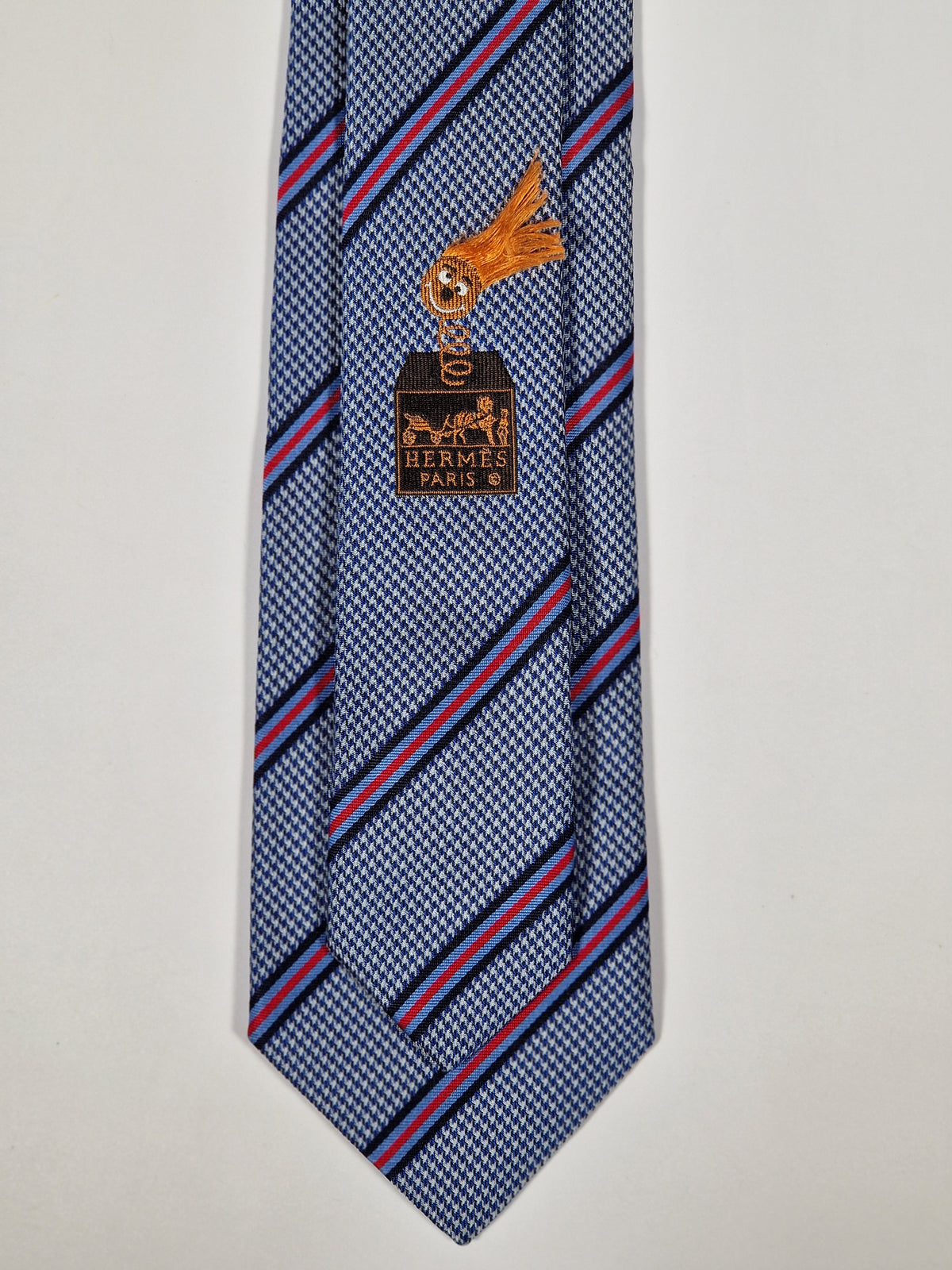 339221  Hermès jaquard tie blue "Jack in the box" 339221 T