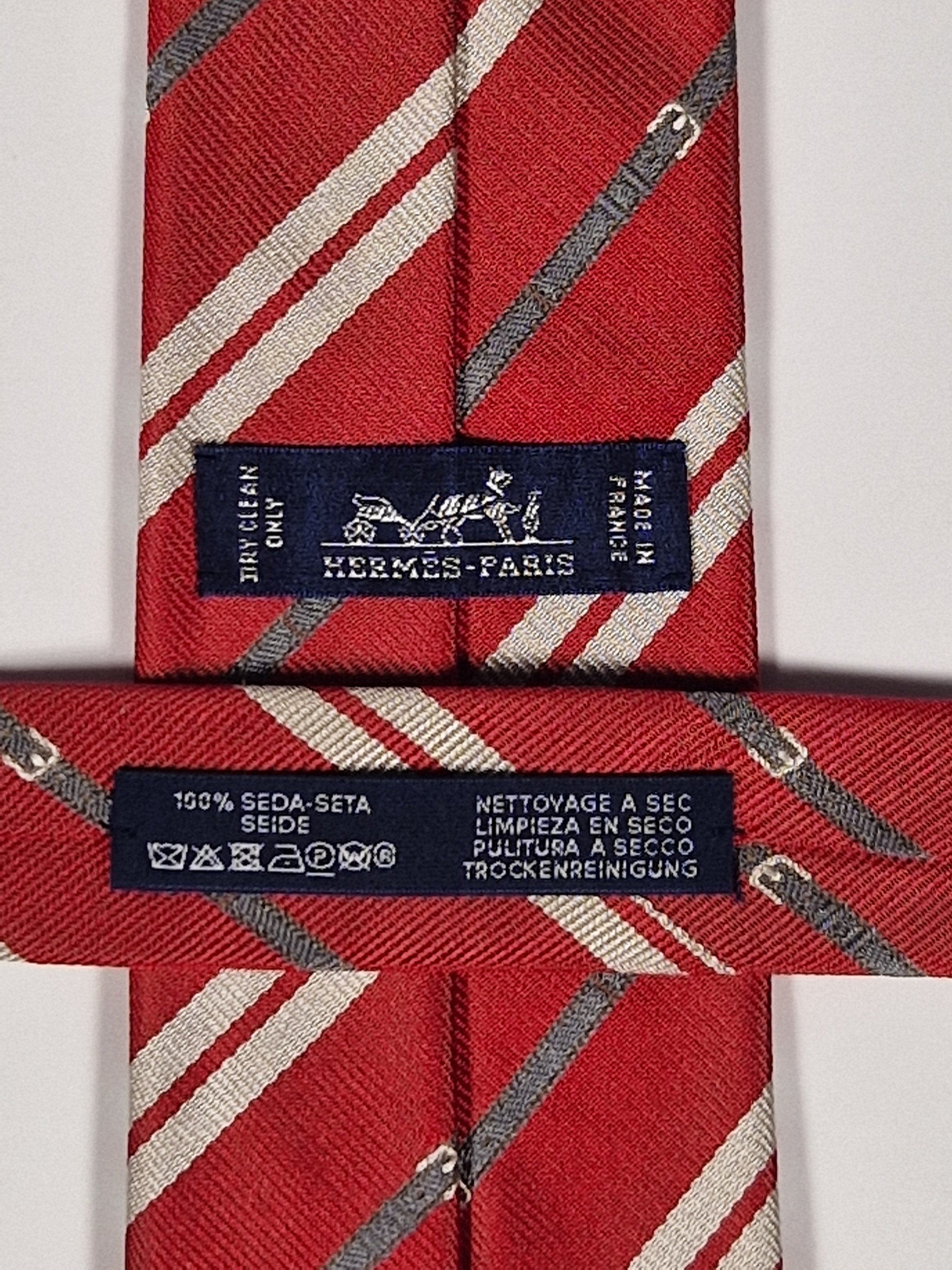 Hermés red silk tie horse 339246 T tie