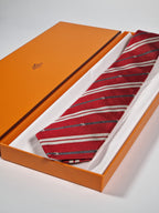 Hermés red silk tie horse 339246 T tie