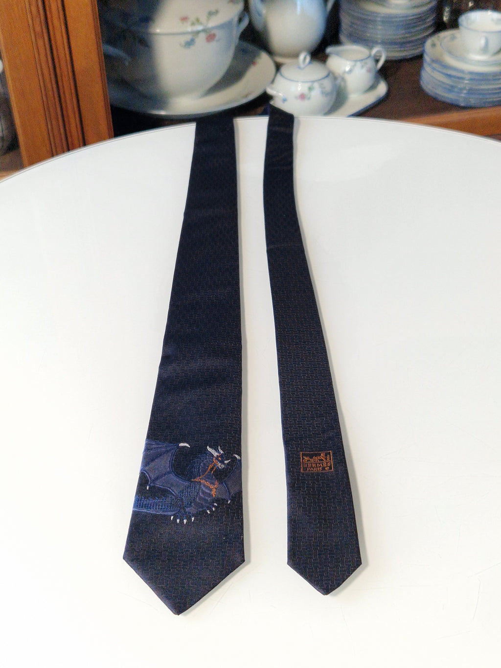 339263 Hermès tie  black dragon Hermès 339263 T tie black