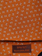 339272 Hermès jaquard tie orange H pattern 339272 T