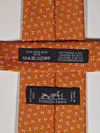 339272 Hermès jaquard tie orange H pattern 339272 T