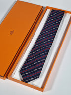 Hermés blue silk tie yacht 339274 T with box