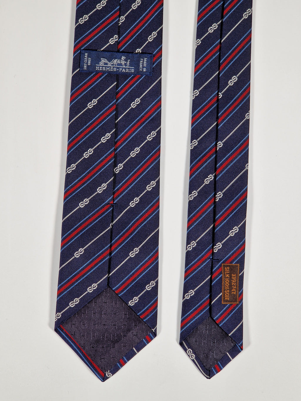 Hermés blue silk tie yacht 339274 T with box
