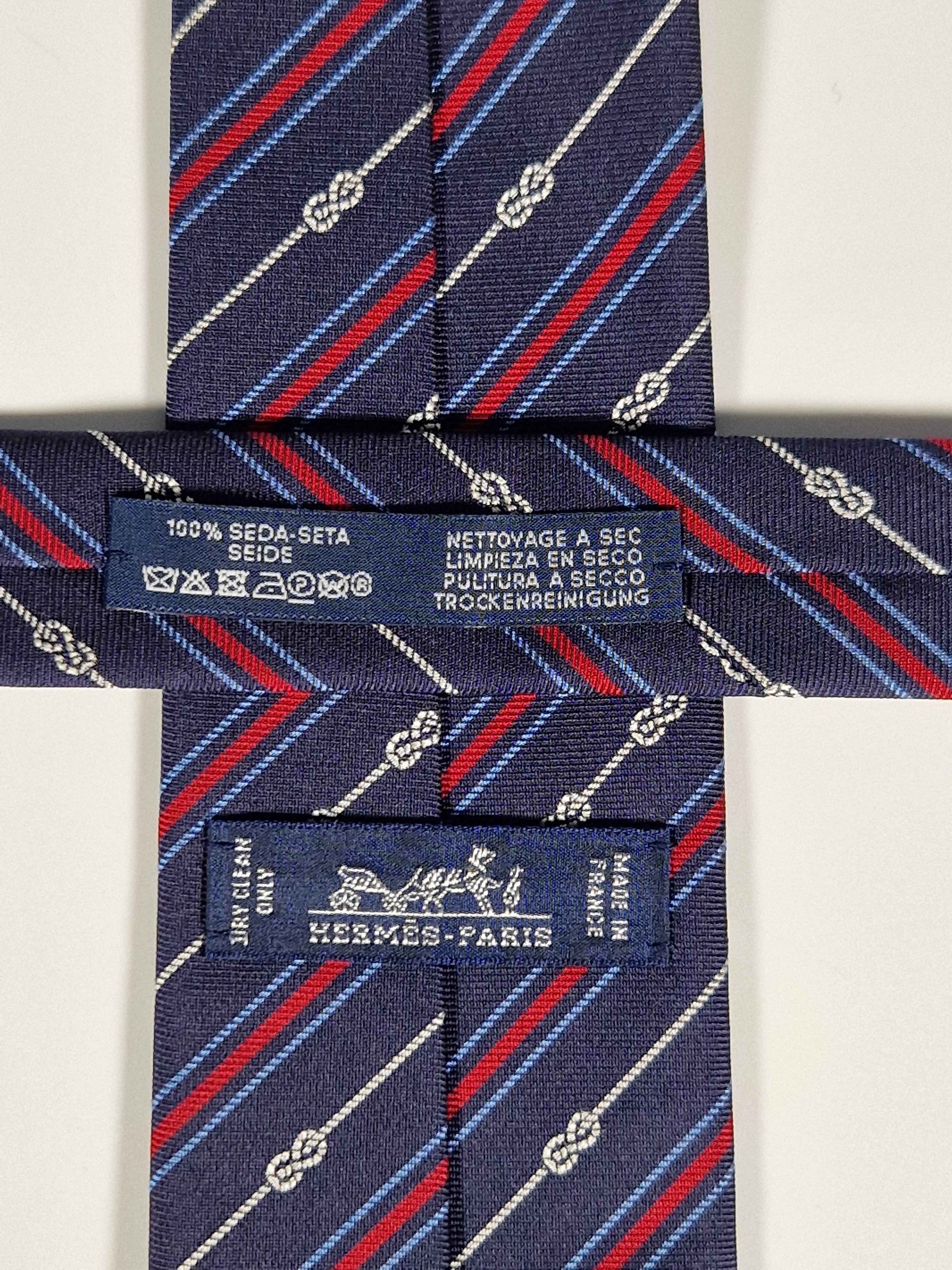 Hermés blue silk tie yacht 339274 T with box