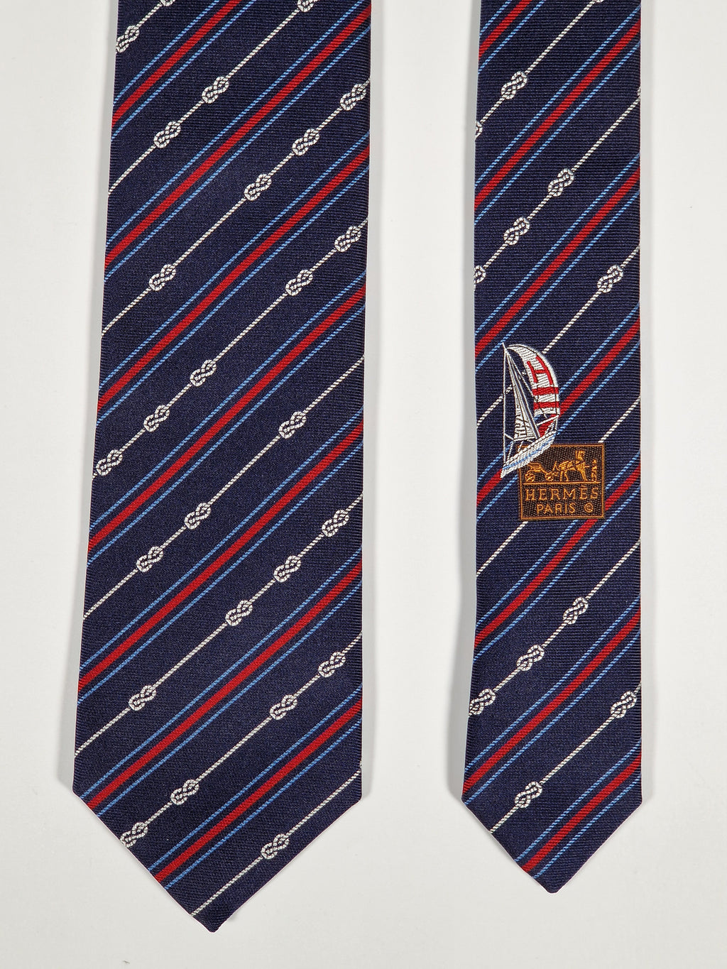 Hermés blue silk tie yacht 339274 T with box