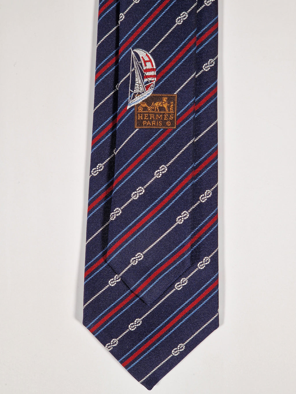 Hermés blue silk tie yacht 339274 T with box