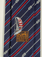 Hermés blue silk tie yacht 339274 T with box