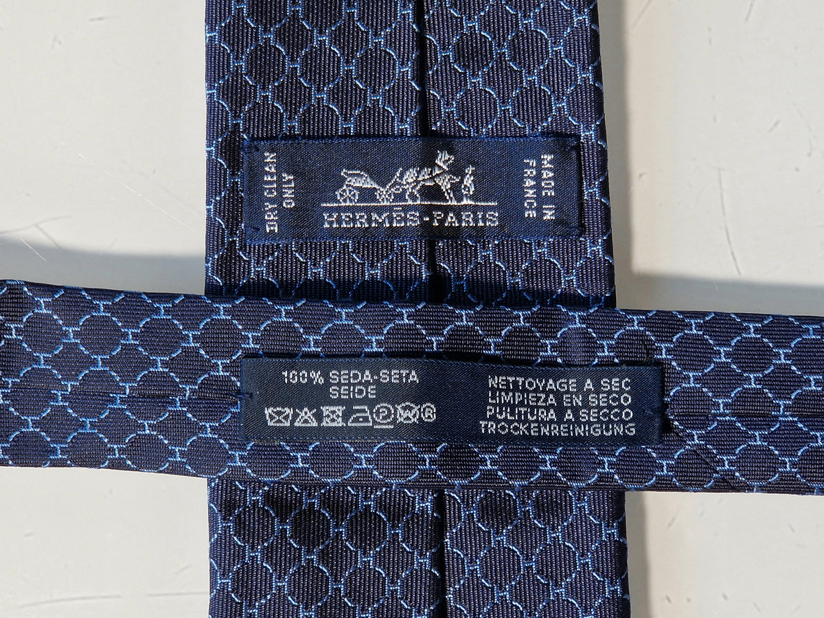 339319  Hermès tie blue 7 H Cheval Punk 339319 T