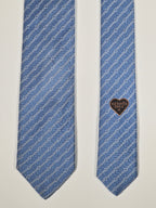 Hermès silk tie blue chain and hearts pattern 339360 T