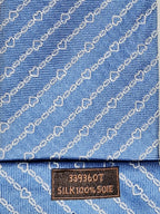 Hermès silk tie blue chain and hearts pattern 339360 T