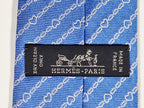 Hermès silk tie blue chain and hearts pattern 339360 T
