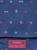 Hermès silk tie blue H and equestrian pattern 339362 T