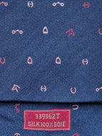 Hermès silk tie blue H and equestrian pattern 339362 T