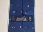Hermès silk tie blue H and equestrian pattern 339362 T